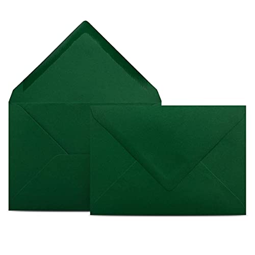 200 Briefumschläge DIN C6 Dunkelgrün Grün - 11,4 x 16,2 cm - Kuverts mit 80 g/m² Nassklebung spitze Klappe - Umschläge ohne Fenster - Colours-4-you von COLOURS 4-YOU by Glüxx-Agent