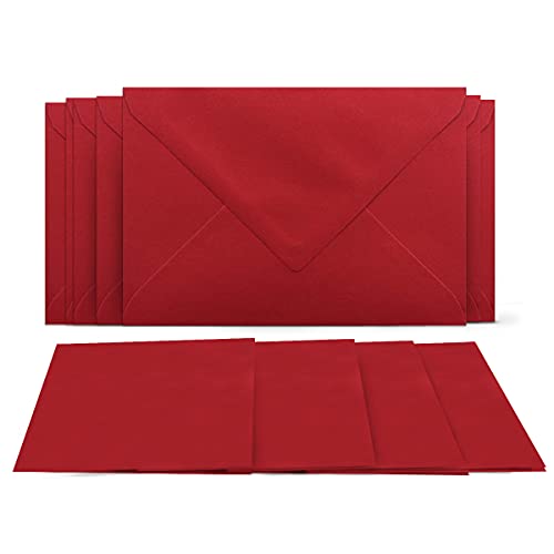 200 Klappkarten mit Umschlägen Set Kirschrot - DIN A6 Blanko Doppelkarten 14,8 x 21 cm (160 g/m²) - DIN C6 Umschlag 11,4 x 16,2 cm (100 g/m²) Nassklebung - Grußkarten Einladungskarten Hochzeit von COLOURS 4-YOU by Glüxx-Agent