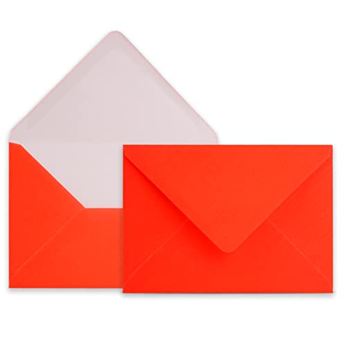 25 Briefumschläge DIN C6 Neon Orange - 11,4 x 16,2 cm - Kuverts mit 100 g/m² Nassklebung spitze Klappe - Umschläge ohne Fenster - Colours-4-you von COLOURS 4-YOU by Glüxx-Agent