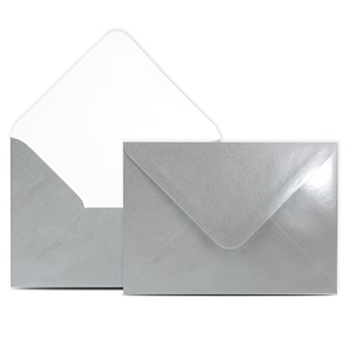 25 Briefumschläge DIN C6 Silber - 11,4 x 16,2 cm - Kuverts mit 90 g/m² Nassklebung spitze Klappe - Umschläge ohne Fenster - Colours-4-you von COLOURS 4-YOU by Glüxx-Agent