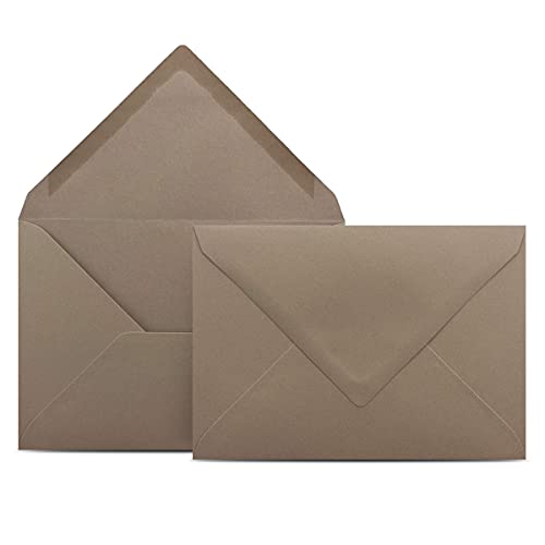 250 Briefumschläge DIN C6 Taupe - 11,4 x 16,2 cm - Kuverts mit 80 g/m² Nassklebung spitze Klappe - Umschläge ohne Fenster - Colours-4-you von COLOURS 4-YOU by Glüxx-Agent