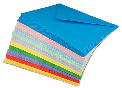 50 Briefumschläge Bunt Mix DIN C5-100 g/m² Kuvert Ohne Fenster 16,2 x 22,9 cm - Nassklebung spitze Klappe - Umschläge Paket farbig zum basteln - Glüxx-Agent von COLOURS 4-YOU by Glüxx-Agent