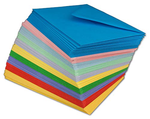 50 Briefumschläge Bunt Mix DIN C6-100 g/m² Kuvert Ohne Fenster 11,4 x 16,2 cm - Nassklebung spitze Klappe - Umschläge Paket farbig zum basteln - Glüxx-Agent 50 Briefumschläge Bunt Mix DIN C6-100 g/m² Kuvert Ohne Fenster 11,4 x 16,2 cm - Nassklebung spitze Klappe - Umschläge Paket farbig zum basteln - Glüxx-Agent von COLOURS 4-YOU by Glüxx-Agent