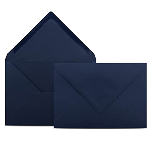 50 Briefumschläge DIN C6 Dunkelblau Blau - 11,4 x 16,2 cm - Kuverts mit 80 g/m² Nassklebung spitze Klappe - Umschläge ohne Fenster - Colours-4-you von COLOURS 4-YOU by Glüxx-Agent