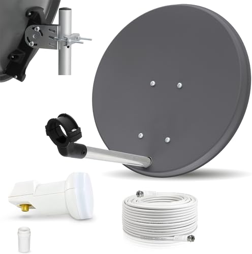 Digitale Camping Sat Anlage Spiegel 40 cm Single LNB 0,1 dB + Koaxialkabel 10m Kabel Balkon Caravan Mobil Schüssel Antenne OPTICUM für HDTV HD Sky 3D 4K geeignet von COMAG