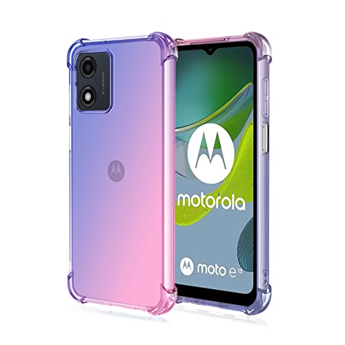 COMAKU Bunt Farbverlauf Hülle für Motorola Moto E13, Durchscheinend TPU Silikon Handyhülle mit StoßFest Bumper, Blau Rosa von COMAKU