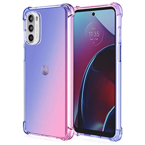 COMAKU Bunt Farbverlauf Hülle für Motorola Moto G42 (6.4"), Durchscheinend TPU Silikon Handyhülle mit StoßFest Bumper - Pink Blau von COMAKU