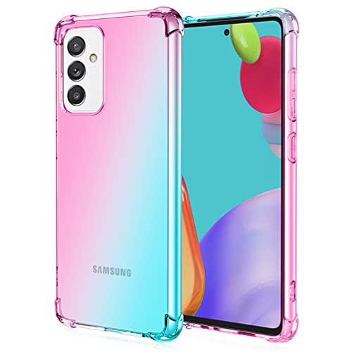 COMAKU Bunt Farbverlauf Hülle für Samsung Galaxy M13 (4G LTE 6.6"), Durchscheinend TPU Silikon Handyhülle mit StoßFest Bumper - Rosa Grün von COMAKU