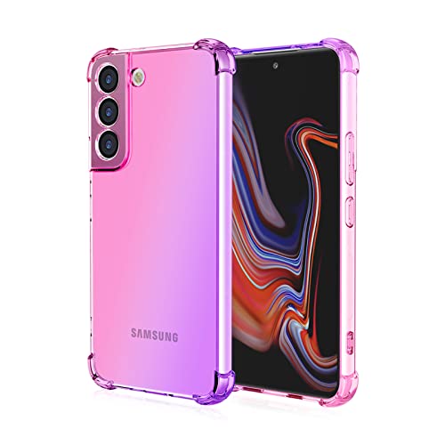 COMAKU Bunt Farbverlauf Hülle für Samsung Galaxy S23, Durchscheinend TPU Silikon Handyhülle mit StoßFest Bumper, Pink Lila von COMAKU