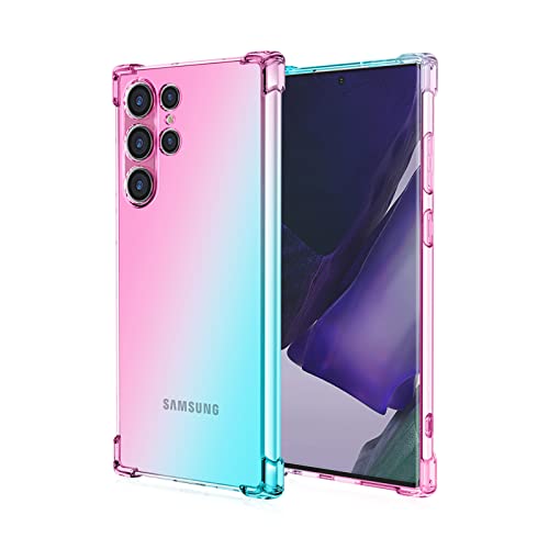 COMAKU Bunt Farbverlauf Hülle für Samsung Galaxy S23 Ultra, Durchscheinend TPU Silikon Handyhülle mit StoßFest Bumper, rosa grün von COMAKU