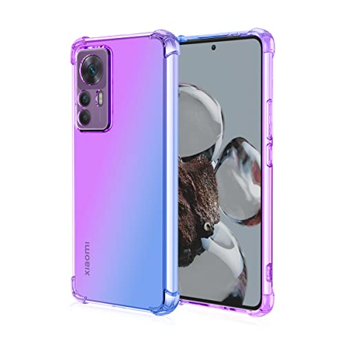 COMAKU Bunt Farbverlauf Hülle für Xiaomi 12T Pro, Durchscheinend TPU Silikon Handyhülle mit StoßFest Bumper, lila blau von COMAKU