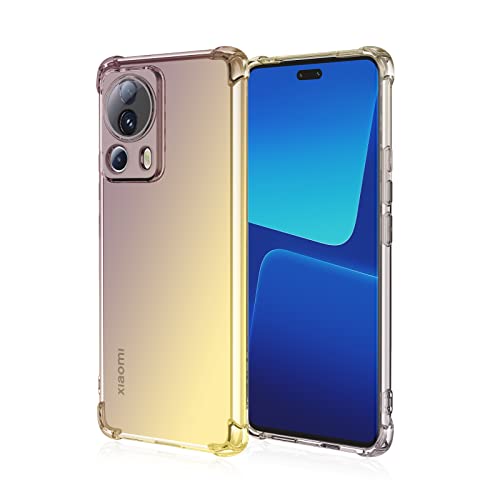 COMAKU Bunt Farbverlauf Hülle für Xiaomi 13 Lite, Durchscheinend TPU Silikon Handyhülle mit StoßFest Bumper, schwarzes Gold von COMAKU