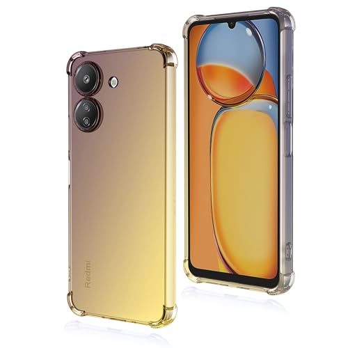 COMAKU Bunt Farbverlauf Hülle für Xiaomi Poco C65, Durchscheinend TPU Silikon Handyhülle mit StoßFest Bumper, schwarzes Gold von COMAKU