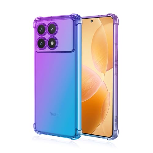 COMAKU Bunt Farbverlauf Hülle für Xiaomi Poco X6 Pro, Durchscheinend TPU Silikon Handyhülle mit StoßFest Bumper, lila blau von COMAKU