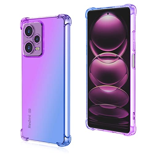 COMAKU Bunt Farbverlauf Hülle für Xiaomi Redmi Note 12 5G, Durchscheinend TPU Silikon Handyhülle mit StoßFest Bumper, lila blau von COMAKU