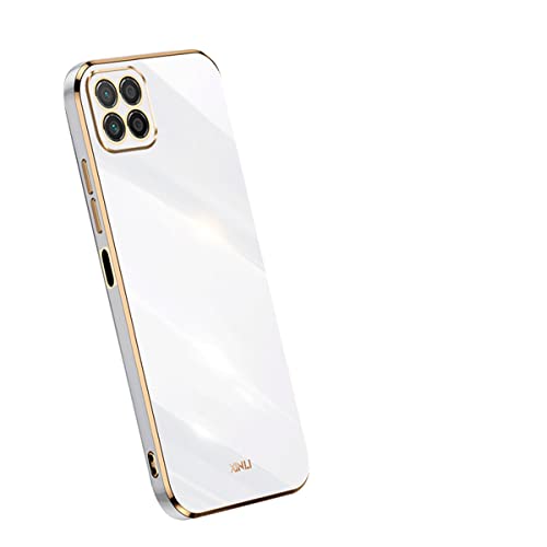 COMAKU Handyhülle für Honor X8 5G Hülle, Bunte und Glänzende TPU Silikon Case mit Goldenem Rand Design - Weiß von COMAKU