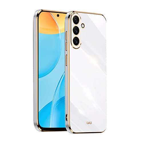 COMAKU Handyhülle für Samsung Galaxy A14 5G Hülle, Bunte und Glänzende TPU Silikon Case mit Goldenem Rand Design - Weiß von COMAKU