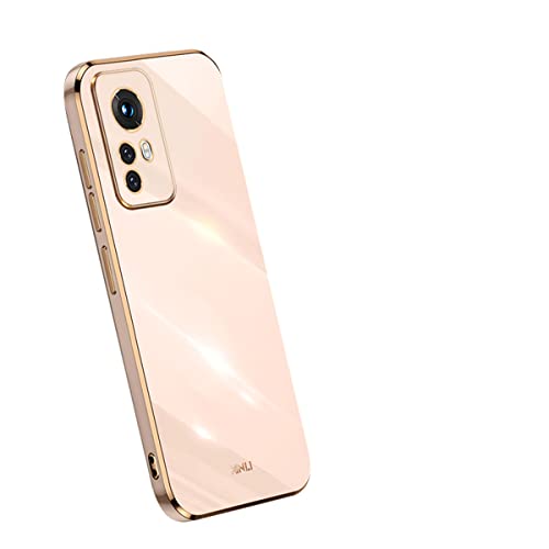 COMAKU Handyhülle für Xiaomi 12T Pro Hülle, Bunte und Glänzende TPU Silikon Case mit Goldenem Rand Design - Rosa von COMAKU