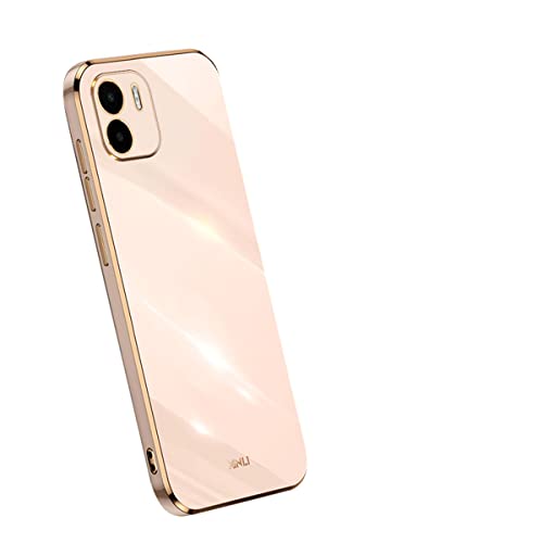 COMAKU Handyhülle für Xiaomi Redmi A1 / Redmi A2 Hülle, Bunte und Glänzende TPU Silikon Case mit Goldenem Rand Design - Rosa von COMAKU