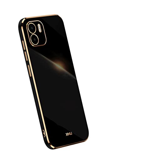 COMAKU Handyhülle für Xiaomi Redmi A1 / Redmi A2 Hülle, Bunte und Glänzende TPU Silikon Case mit Goldenem Rand Design - Schwarz von COMAKU