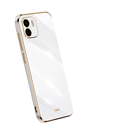 COMAKU Handyhülle für Xiaomi Redmi A1 / Redmi A2 Hülle, Bunte und Glänzende TPU Silikon Case mit Goldenem Rand Design - Weiß von COMAKU