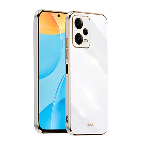 COMAKU Handyhülle für Xiaomi Redmi Note 12 Pro Plus 5G Hülle, Bunte und Glänzende TPU Silikon Case mit Goldenem Rand Design - Weiß von COMAKU