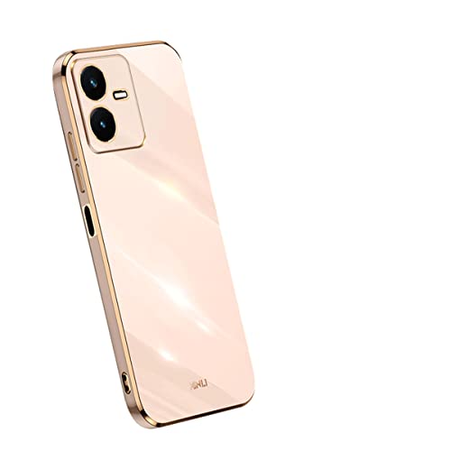 COMAKU Handyhülle für vivo Y22s Hülle, Bunte und Glänzende TPU Silikon Case mit Goldenem Rand Design - Rosa von COMAKU