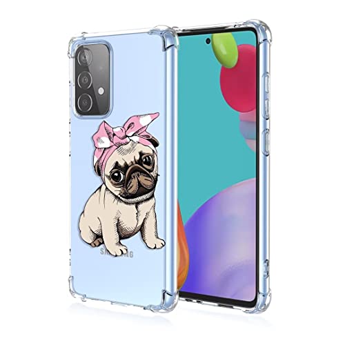 COMAKU Hülle Kompatibel mit Samsung Galaxy A52s 5G/A52 (4G/5G) Hülle klar Transparent Schlanke Schutzhülle Weich TPU Stoßstange 3D Geprägtes Mädchen Muster Stoßdämpfung Schutzhülle - Hund von COMAKU