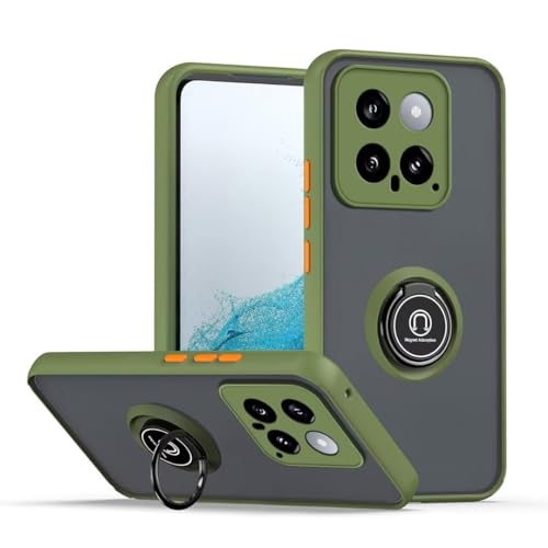 COMAKU Hülle für Xiaomi 14, mit 360 Grad Ring Ständer Case [funktioniert mit magnetischer Autohalterung] PC+TPU Soft Bumper Handyhülle Cover Schutzhülle - ArmyGreen von COMAKU