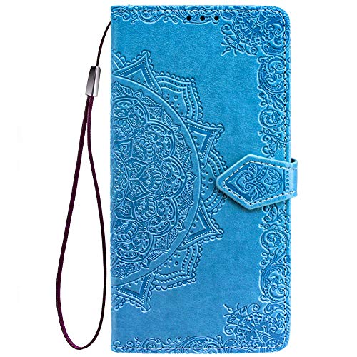 COMAKU Mandala Hülle für Xiaomi Redmi Note 13 5G, Premium PU Leder Handyhülle mit Kartensteckplätze - Blau von COMAKU