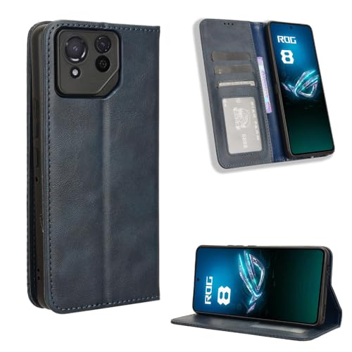 COMAKU Multifunktionale Asus ROG Phone 8 Pro Hülle, Geldbeutel Handyhülle mit eingebauten Kartenfächern - Blau von COMAKU