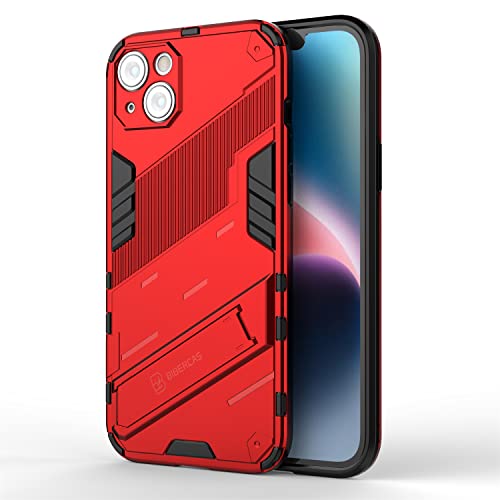 COMAKU Panzer Handyhülle für Apple iPhone 14 Plus, TPU+PC Schutzhülle Silikon Hülle Stoßfest Case Cover Ständer - rot von COMAKU