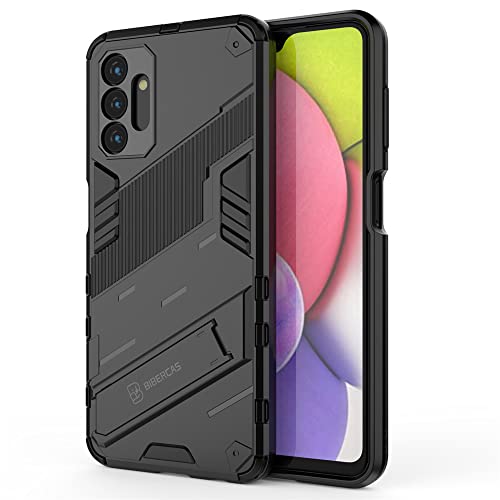 COMAKU Panzer Handyhülle für Samsung Galaxy A04s, TPU+PC Schutzhülle Silikon Hülle Stoßfest Case Cover Ständer - Schwarz von COMAKU