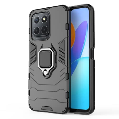 COMAKU Ultra Panzerhülle für Honor X6 / Honor X8 5G, TPU+PC StoßFest Hülle mit Ring Ständer - Schwarz von COMAKU