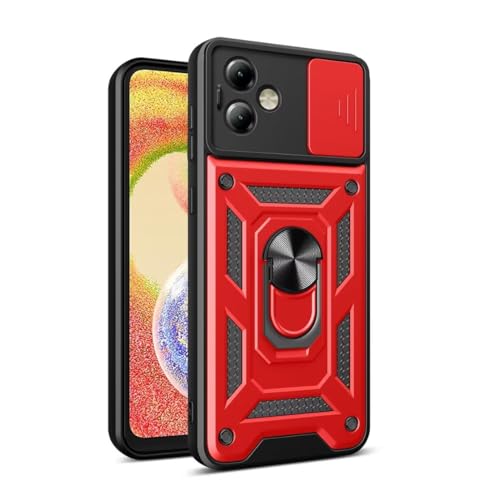 COMAKU Ultra Panzerhülle für Motorola Moto G54 5G, TPU+PC Stoßfeste Hülle mit Slide Camera Cover Kameraschutz mit Ring Ständer Handyhülle - Rot von COMAKU