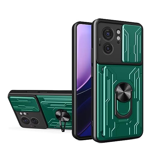 COMAKU Ultra Panzerhülle für VIVO Y36 4G/5G, TPU+PC StoßFest Hülle mit Slide Camera Cover Kameraschutz mit Kartensteckplatz Ring Ständer Handyhülle - Grün von COMAKU