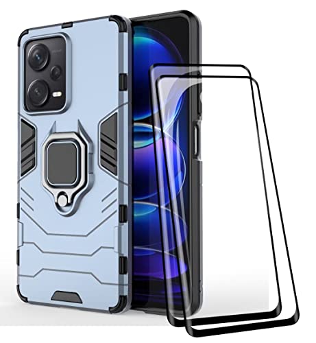 COMAKU Ultra Panzerhülle für Xiaomi Redmi Note 12 Pro+ Plus 5G, TPU+PC StoßFest Hülle mit Ring Ständer [mit 2 Stück Panzerglas Displayschutzfolie ] - Blau von COMAKU