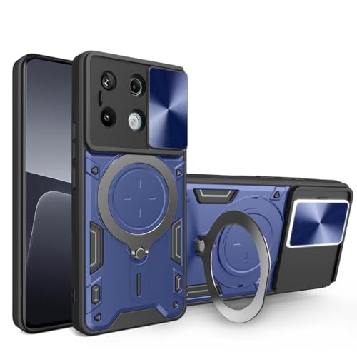 COMAKU Ultra Panzerhülle für Xiaomi Redmi Note 13 Pro 4G, TPU+PC Stoßfeste Hülle mit Slide Camera Cover Kameraschutz mit Kreisförmig Ring Ständer Handyhülle - Blau von COMAKU