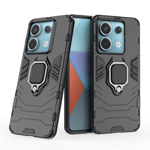 COMAKU Ultra Panzerhülle für Xiaomi Redmi Note 13 Pro 5G/ Poco X6 5G, TPU+PC StoßFest Hülle mit Ring Ständer - Schwarz von COMAKU