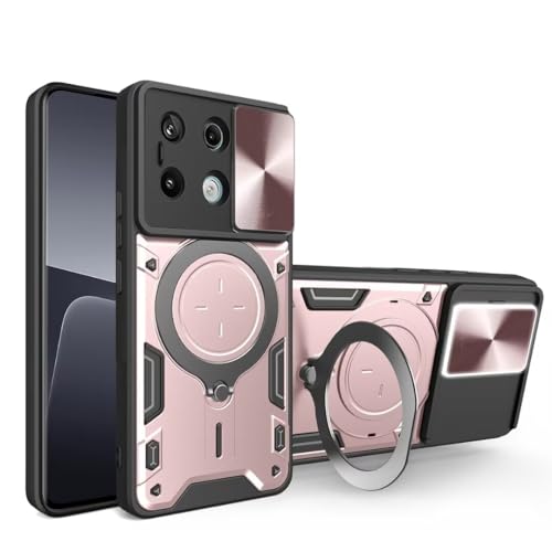 COMAKU Ultra Panzerhülle für Xiaomi Redmi Note 13 Pro Plus 5G (Pro+), TPU+PC Stoßfeste Hülle mit Slide Camera Cover Kameraschutz mit Kreisförmig Ring Ständer Handyhülle - Roségold von COMAKU