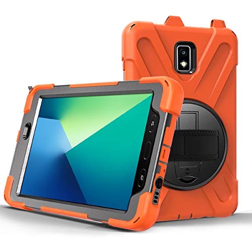 Schutzhülle für Galaxy Tab Active 2 20,3 cm (8 Zoll) T390/T395/T397 Tablet 2019, integrierter Displayschutz, stoßfest, 360 Grad drehbar, Handschlaufe, Schulterstreifen, Stifthalter Orange von COME2LOOK