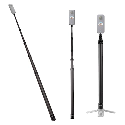 COMETX 3 Meter/118 Zoll Tragbare Selfie Stick Teleskop Selfie Ständer Carbon Fiber Kompatibel mit INSTA360 X2/X3 4 Abschnitte mit 1/4in Schraube von COMETX