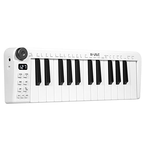 COMETX MIDI-Control-Tastatur SMK-25mini MIDI-Tastatur Wiederaufladbare 25-Tasten-MIDI-Control-Tastatur Mini-tragbare USB-Tastatur mit 25 geschwindigkeitsempfindlichen Tasten MIDI-Controller 1 Taste von COMETX