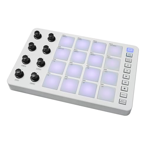 COMETX Midi-Tastatur MIDI-Controller Pad RGB Hintergrundbeleuchtung MIDI-Tastatur BT Verbindung Niedrige Latenz 3,5 mm Ausgangsschnittstelle, 8 zuweisbare Tasten mit 16 Pads Notenwiederholung von COMETX