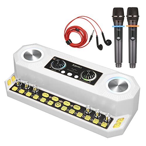 COMETX Soundkarte & Audio Equipment & Kabelloses Mikrofon Set Multifunktionale Wiederaufladbare BT Soundkarte Elektrischer Sound mit Farblichteffekt zum Singen / Live-Streamen / Audio und Musik von COMETX