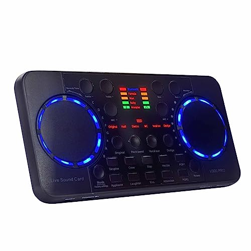 COMETX V300 Live Soundkarte Multifunktion Wiederaufladbare BT Soundkarte zum Singen/Live-Streaming/Audio und Musik aufnehmen Kompatibel mit PC und Smartphone von COMETX
