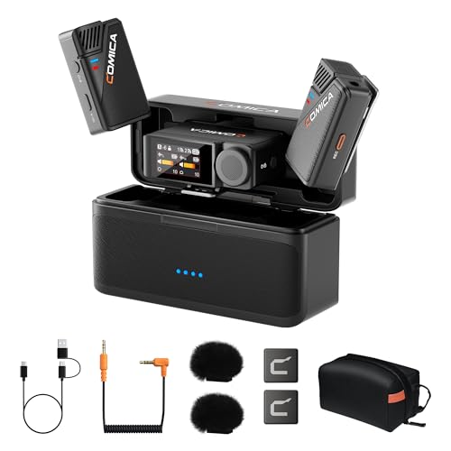 COMICA BooMax Wireless Lavalier Microphone for iPhone Android Camera Camcorder PC, Dual Lav Mic with 48kHz/32-bit Audio, 40H Internal Recording, Lapel Mic for YouTube TikTok Video Recording von COMICA