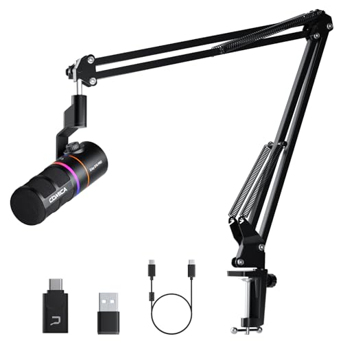 COMICA EJoy D10 Pro(A) Wireless Gaming USB Mikrofon mit Galgenarm (Schwarz) von COMICA