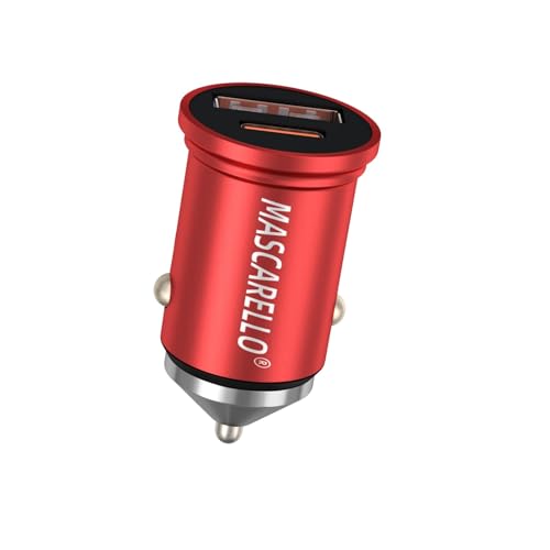 COMLZD USB C Auto Schnell-Ladegerät Mini Auto Zigarettenanzünder USB Typ C Port Adapter, Auto-Ladegerät für iPhone 14/13/ 12/11 Pro und mehr (Rot) (Rot) von COMLZD