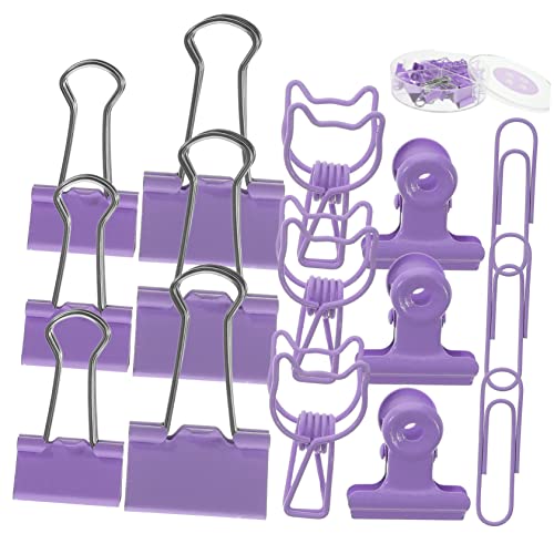 COMNESTBI 1 Schachtel Büroklammer Mit Langem Multi-gebrauchspapierclips Magnetischer Büroklammerhalter Briefpapierclips Büroklammerhalter Für Den Schreibtisch Violett Metall von COMNESTBI